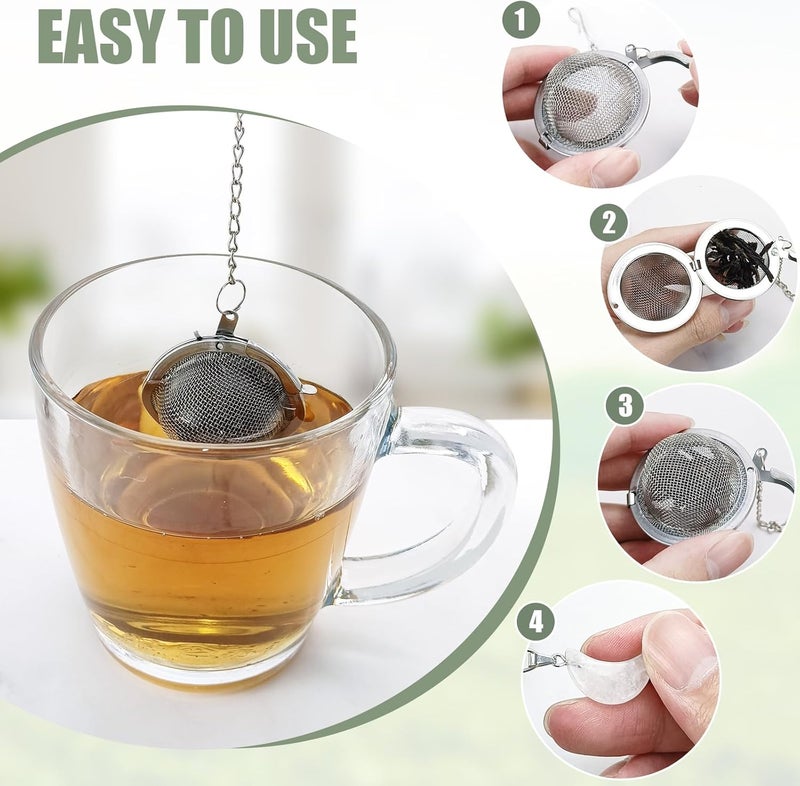 YOIYINI 2Pcs Stainless Steel Mesh Tea Infuser, 2.1 inch Tea Ball with Crystal Moon Pendant,Tea Strainer Tea Diffuser Tea Steeper for Filtering Tea,Tea Infusers for Loose Tea (Crystal Moon, 2PC) - Image 3