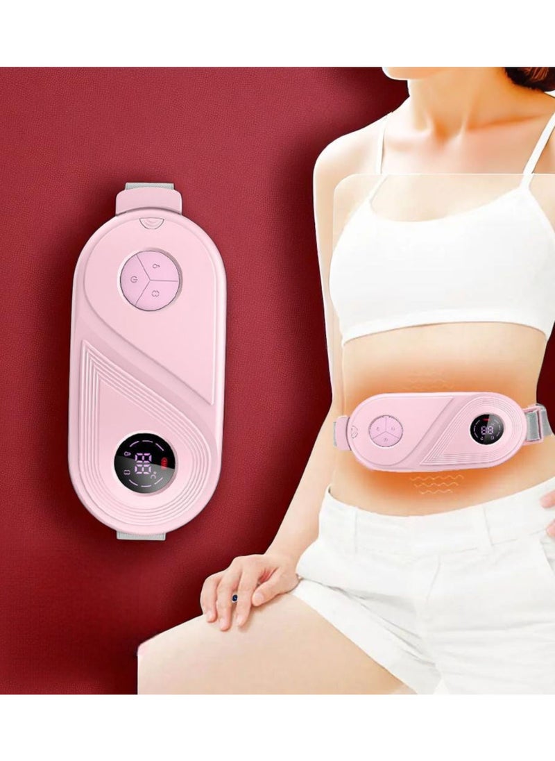 Heating pads with massage feature used for women during menstruation. The pad is placed on the abdomen and fixed to the waist in the form of an adjustable abdominal belt. It can be used for back pain or to warm the feet or hands. Easy to use, comfortable and portable. You can move it anywhere. It works with a wireless battery. The battery is rechargeable. It has a digital screen and a vibration alert. The heat is instant with just the push of a button. It only takes 3 seconds to heat up. It has 3 temperature levels: 50 degrees Celsius, 55 degrees Celsius or 60 degrees Celsius. It also has a massage feature with the pad levels. The pad is soft on the skin, safe and does not cause burns. The battery capacity is 18000 mAh. The charging time is 3 hours and it works for 120 hours per charge