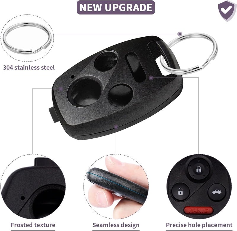 2 Packs of Car Key Fob Replacement Covers for Honda Accord 2003-2012 / Civic EX 2006-2013 / Pilot 2009-2015 / CR-V 2005-2006, 4 Buttons, Car Keyless Entry Remote - Image 4