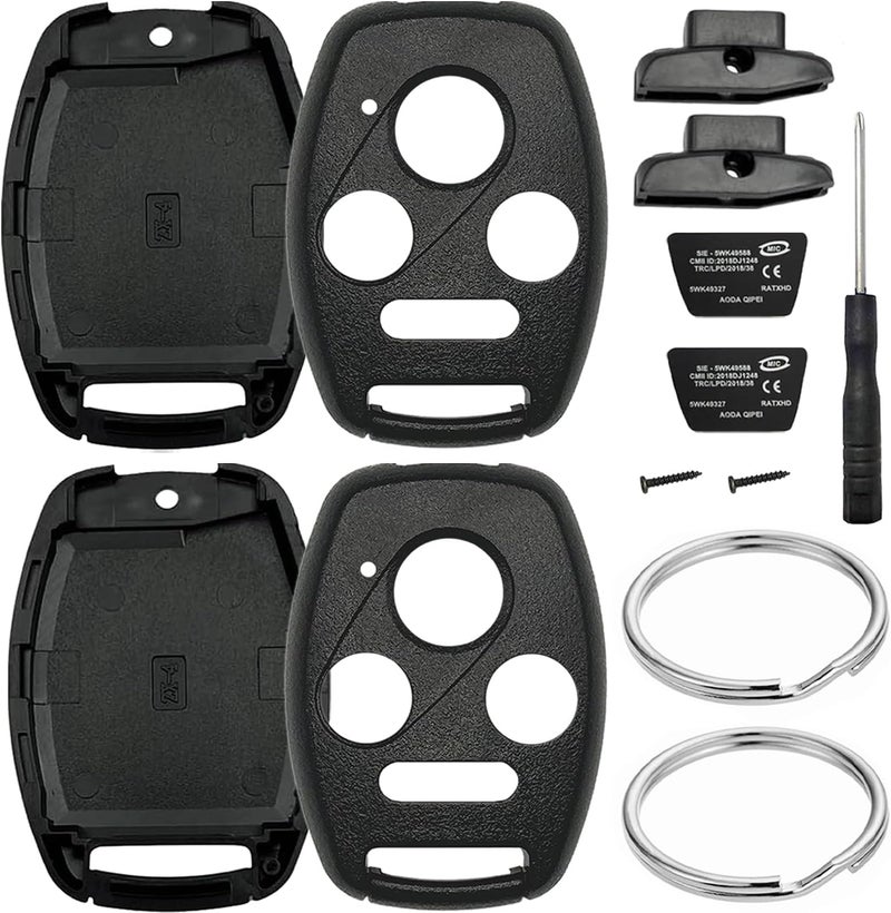 2 Packs of Car Key Fob Replacement Covers for Honda Accord 2003-2012 / Civic EX 2006-2013 / Pilot 2009-2015 / CR-V 2005-2006, 4 Buttons, Car Keyless Entry Remote - Image 1