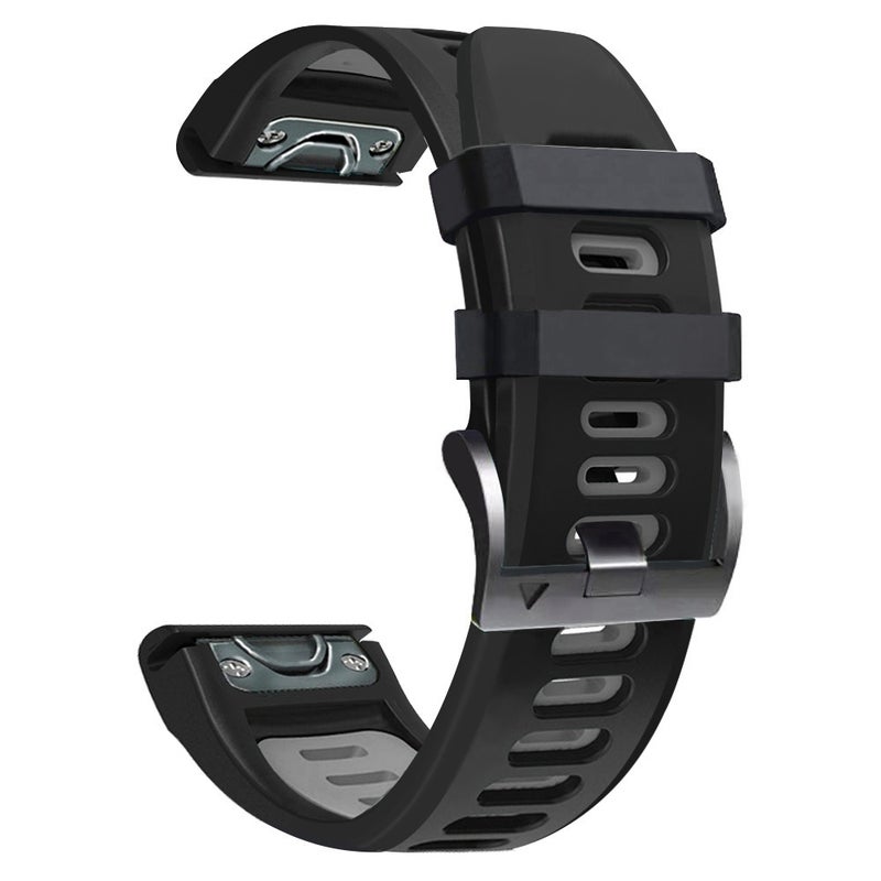 S-TOP For Garmin Approach S62 22mm Silicone Sports Two-Color Watch Band(Black+Grey) - Image 3