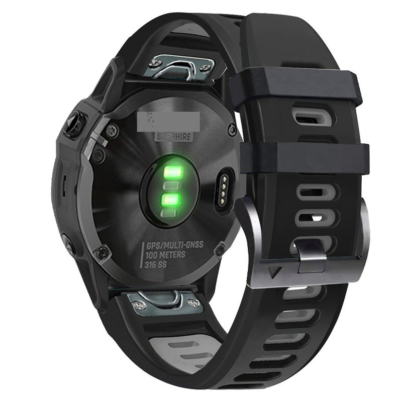 S-TOP For Garmin Approach S62 22mm Silicone Sports Two-Color Watch Band(Black+Grey) - Image 1