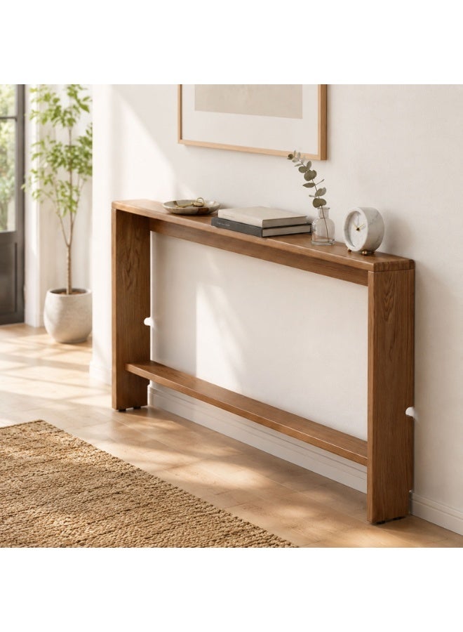 CHOIWIN 100x30x70cm Long Narrow Console Table -  Solid Wood Entryway Sofa Table with Lower Shelf, Modern Behind Couch Hallway Table - Image 1