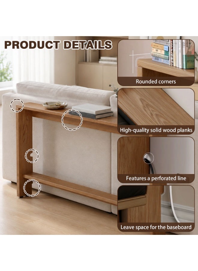 CHOIWIN 100x30x70cm Long Narrow Console Table -  Solid Wood Entryway Sofa Table with Lower Shelf, Modern Behind Couch Hallway Table - Image 5