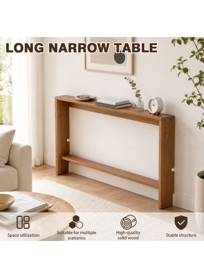 CHOIWIN 100x30x70cm Long Narrow Console Table -  Solid Wood Entryway Sofa Table with Lower Shelf, Modern Behind Couch Hallway Table - Image 3