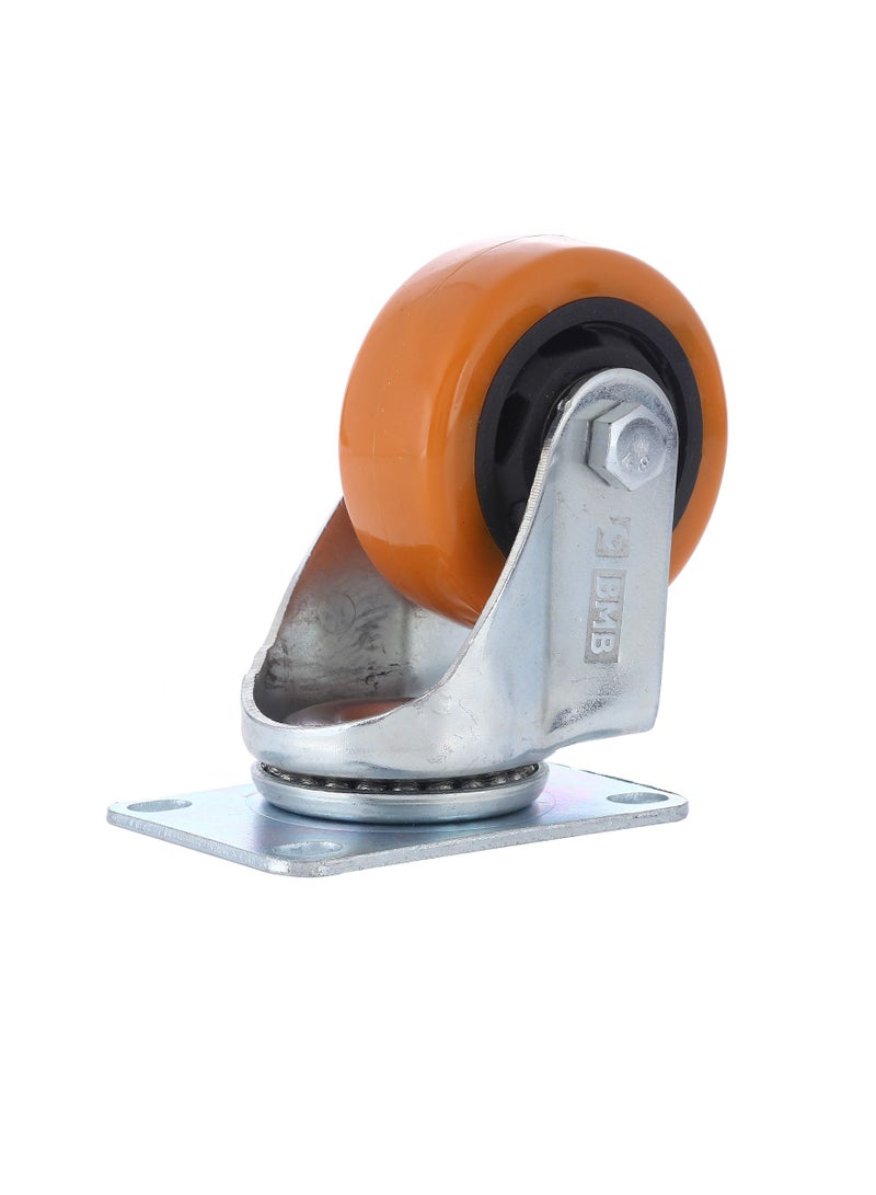 BMB tools 2-Piece 75mm Orange PVC Medium Duty Caster Double Ball Bearing - Swivel - Plate - Image 2