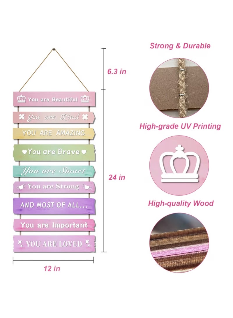JEVUVU Pink Room Decor for Teen Girls Aesthetic, Cute Bedroom Wall Decor for Baby Girl, Boho Rainbow Wall Art Signs, Trendy Stuff Decorations for Kids Nursery Bed Room Dorm Classroom Bathroom - Image 3