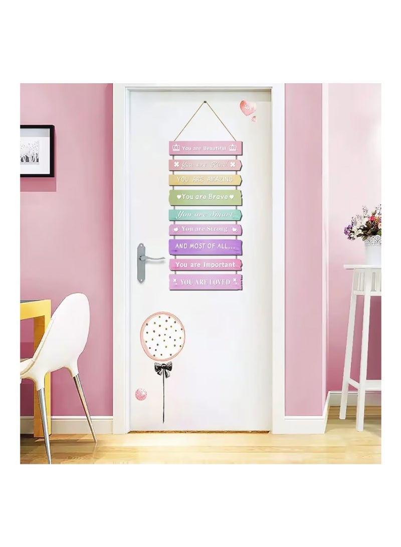 JEVUVU Pink Room Decor for Teen Girls Aesthetic, Cute Bedroom Wall Decor for Baby Girl, Boho Rainbow Wall Art Signs, Trendy Stuff Decorations for Kids Nursery Bed Room Dorm Classroom Bathroom - Image 2