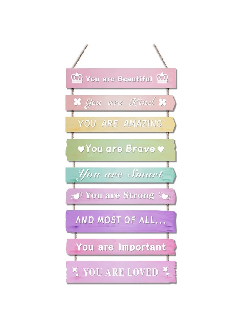 JEVUVU Pink Room Decor for Teen Girls Aesthetic, Cute Bedroom Wall Decor for Baby Girl, Boho Rainbow Wall Art Signs, Trendy Stuff Decorations for Kids Nursery Bed Room Dorm Classroom Bathroom - Image 1