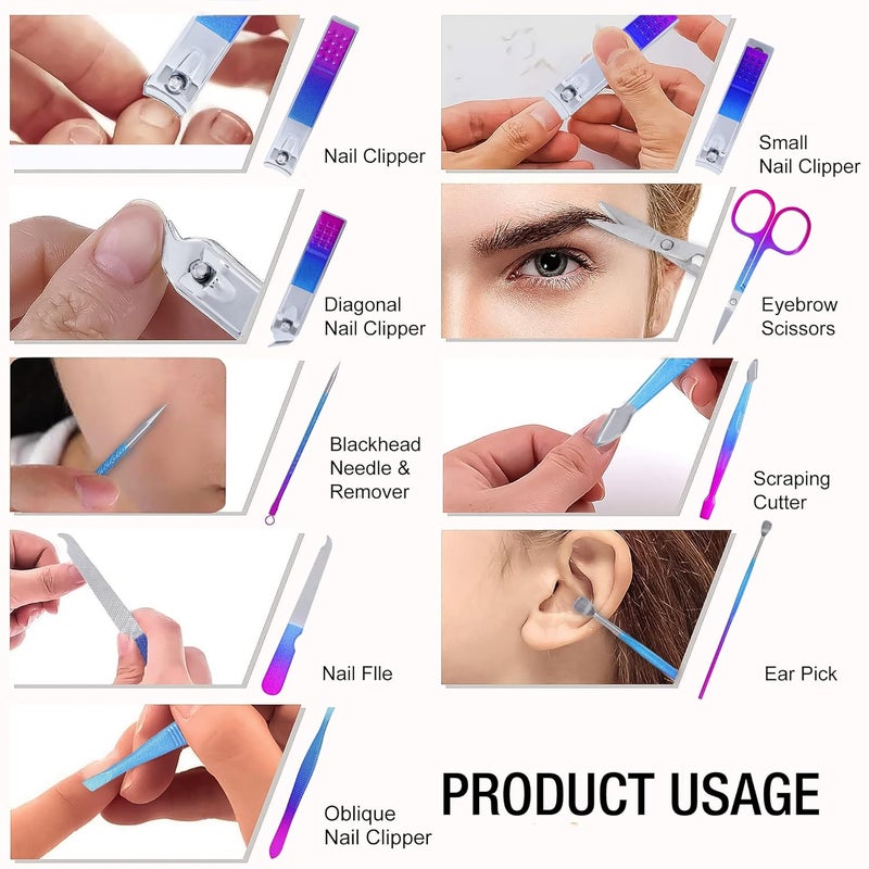 DOCOSS DOCOSS12 IN 1 Manicure Pedicure Kit For WomenNail Cutter For WomenManicure kit for women With Pedicure Set Acne needleNail Cllippers For Women set - Image 3