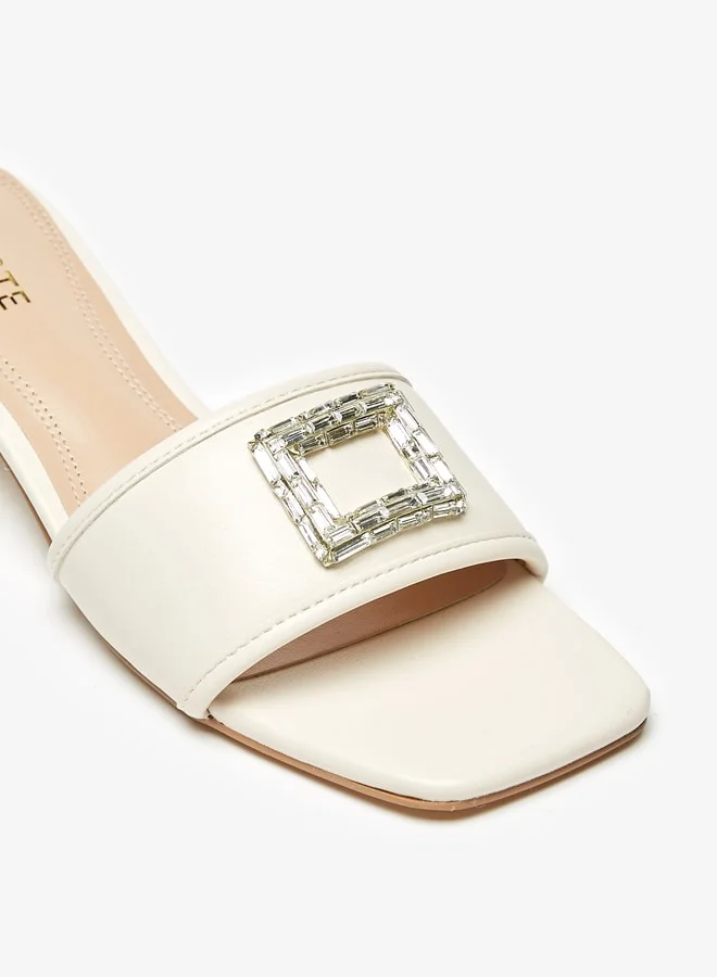 سيليست Women's Embellished Slip-On Sandals with Block Heels