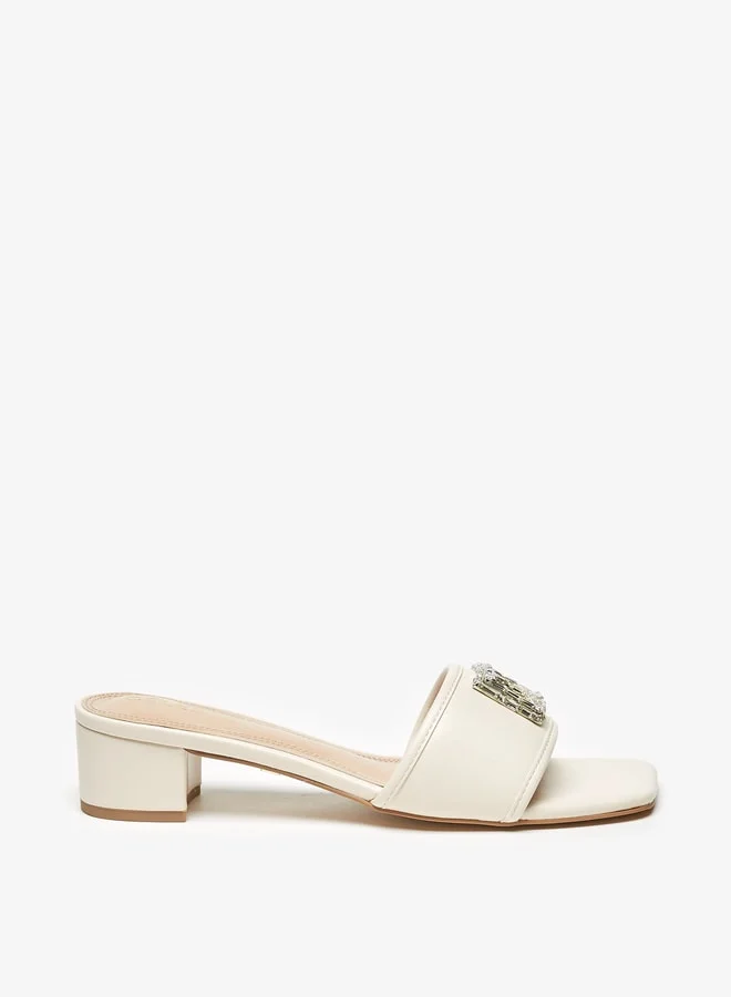 سيليست Women's Embellished Slip-On Sandals with Block Heels