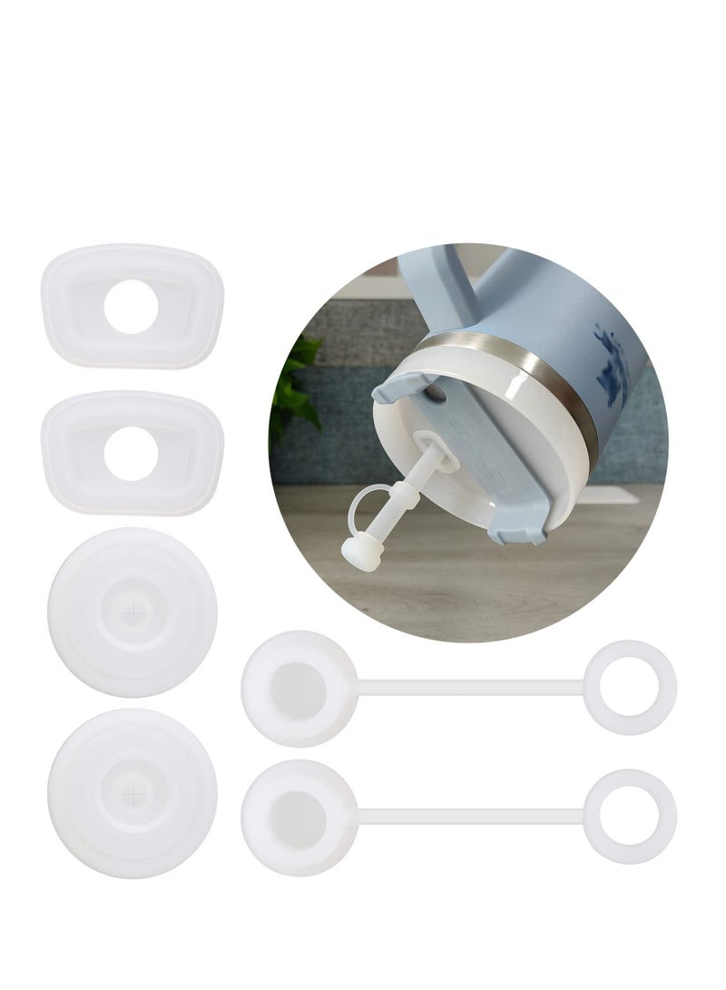 Captaintech Silicone Spill Stopper Set of 3, Compatible with Stanley Cup 1.0 40oz/ 30oz, Tumbler Accessories, Including 2 Straw Cover Cap, 2 Square Spill Stopper and 2 Round Leak Stopper - Image 1