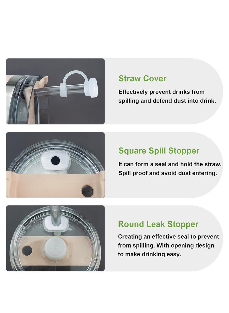 Captaintech Silicone Spill Stopper Set of 3, Compatible with Stanley Cup 1.0 40oz/ 30oz, Tumbler Accessories, Including 2 Straw Cover Cap, 2 Square Spill Stopper and 2 Round Leak Stopper - Image 4