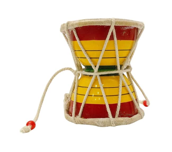 A & S VENTURES A&S Ventures Lord Shiva Trishul Statue with Square Stand and Hand Hammered Sound Damru Small Size 2.5 Inch Wooden Damru for Puja, Temple - Image 4