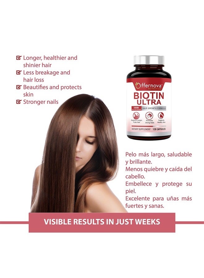 Offernova Biotin Ultra Hair Growth Formula, 10000 mcg - 120 Capsules - Image 5