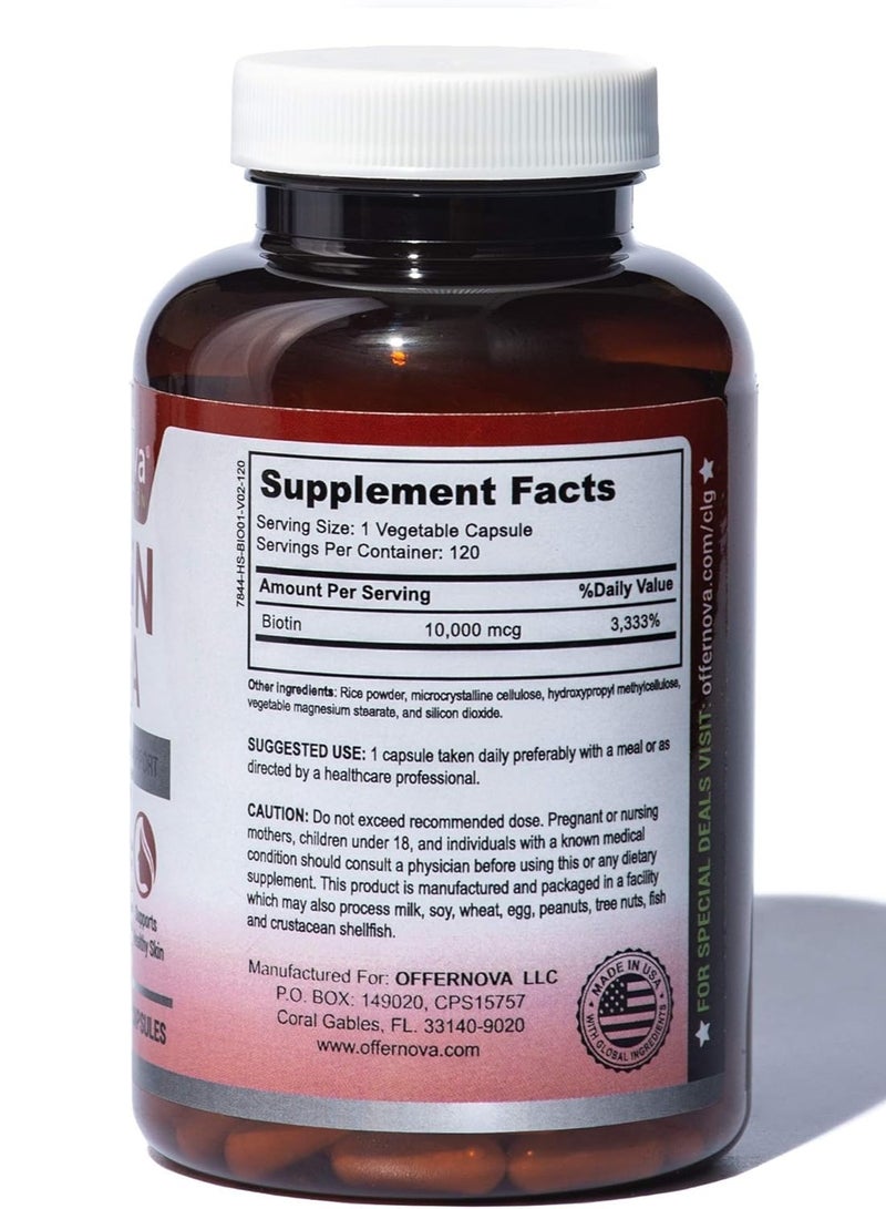 Offernova Biotin Ultra Hair Growth Formula, 10000 mcg - 120 Capsules - Image 2