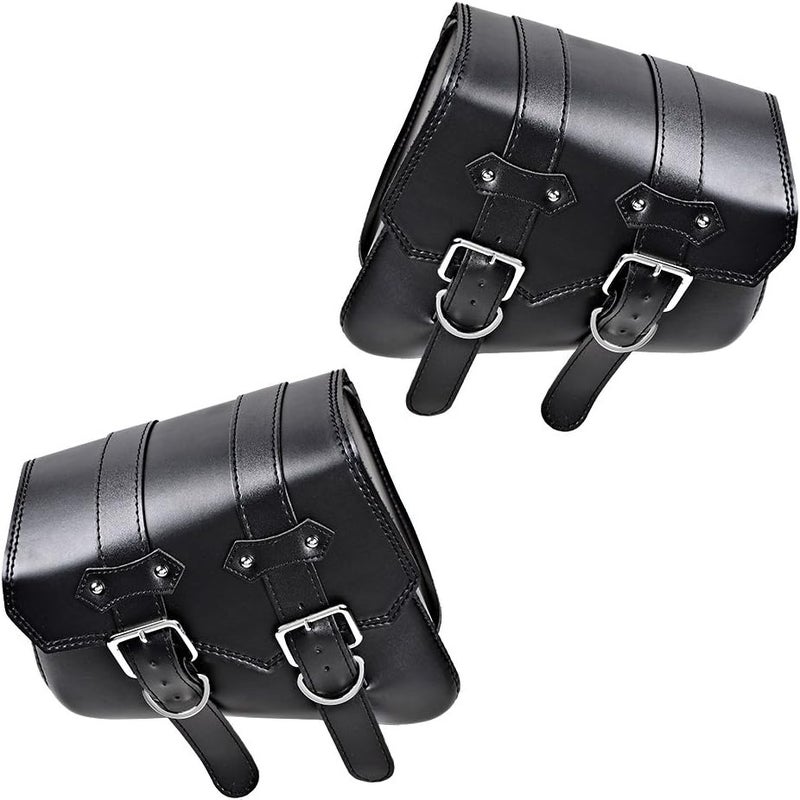 Anzio Black PU Leather Saddle Bags for Harley Sportster - Image 3