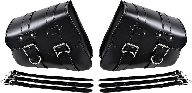 Anzio Black PU Leather Saddle Bags for Harley Sportster - Image 2