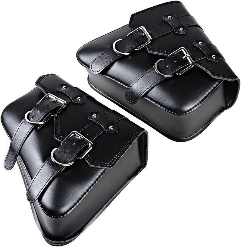 Anzio Black PU Leather Saddle Bags for Harley Sportster - Image 1