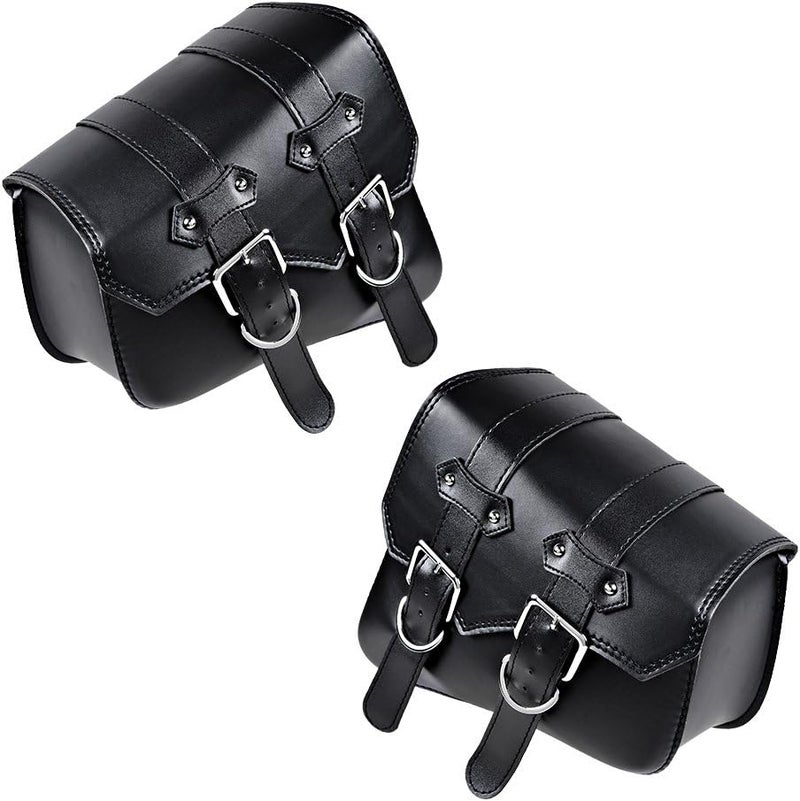 Anzio Black PU Leather Saddle Bags for Harley Sportster - Image 4