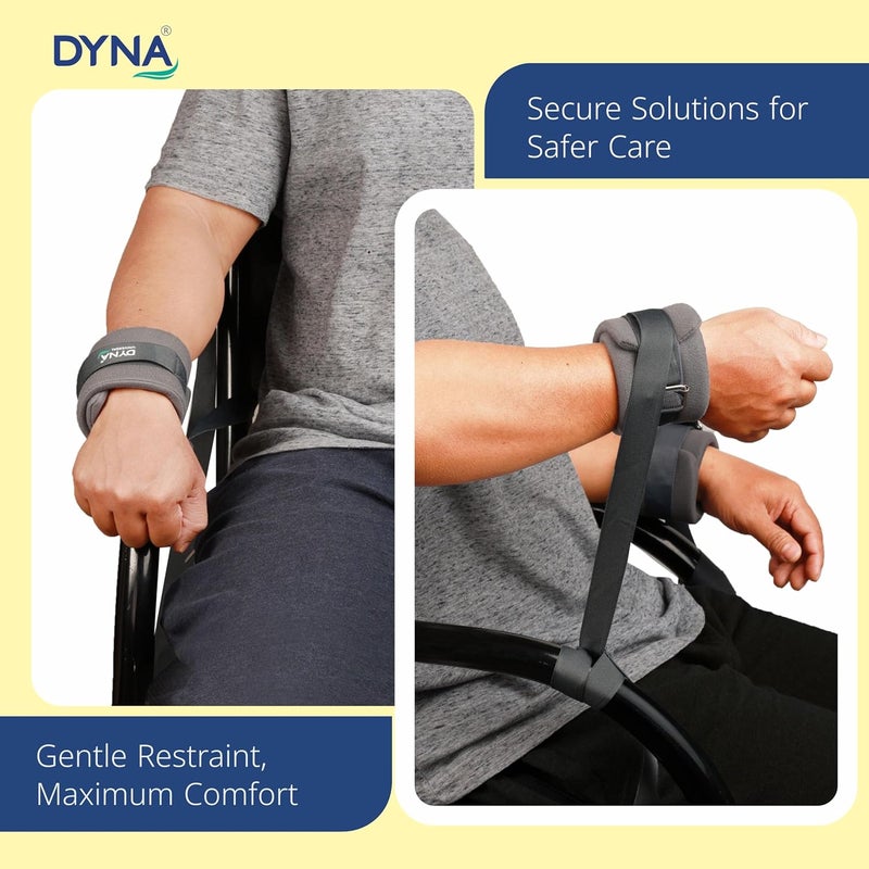 DYNA محدد أطراف قطنية | لتقييد حركة المعصم أو الكاحل لحماية المريض ومقدمي الرعاية | المنزل، المستشفى، وحدة العناية المركزة، أثناء النقل | حجم عالمي | قابل لإعادة الاستخدام | عبوة 2S - Image 3