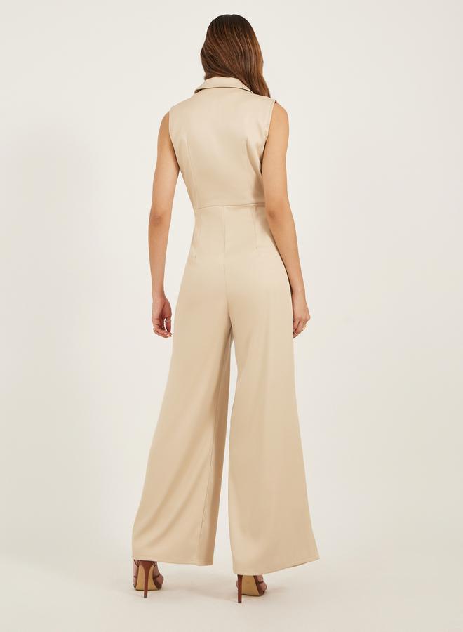 Styli Notch Lapel Double Breasted Wide Leg Jumpsuit  - Image 5