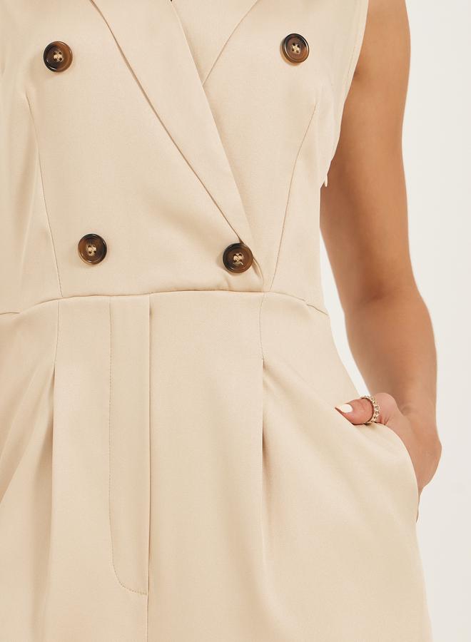 Styli Notch Lapel Double Breasted Wide Leg Jumpsuit  - Image 4