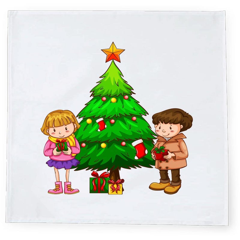 Khakee 6 Pcs Christmas Theme Silk Table Napkins 10x 10 for Xmas Decoration Christmas OrnamentsChristmas Giftxmas21805 - Image 3