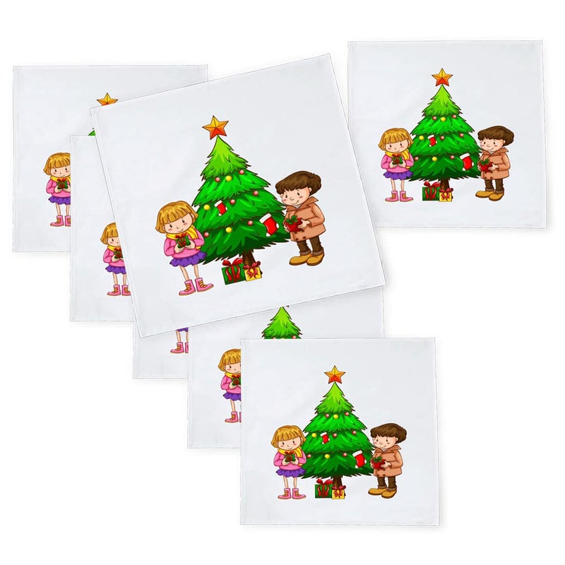Khakee 6 Pcs Christmas Theme Silk Table Napkins 10x 10 for Xmas Decoration Christmas OrnamentsChristmas Giftxmas21805 - Image 1