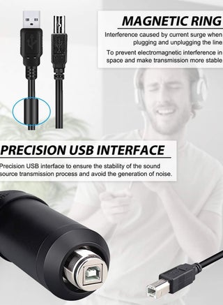 ميكروفون,مجموعة ميكروفون استوديو احترافية ، ميكروفون مكثف USB مع حامل قابل للتعديل ، 192 كيلو هرتز / 24 بت ، توصيل وتشغيل ، ميكروفون بودكاست استوديو احترافي لتسجيل ألعاب YouTube - view 3