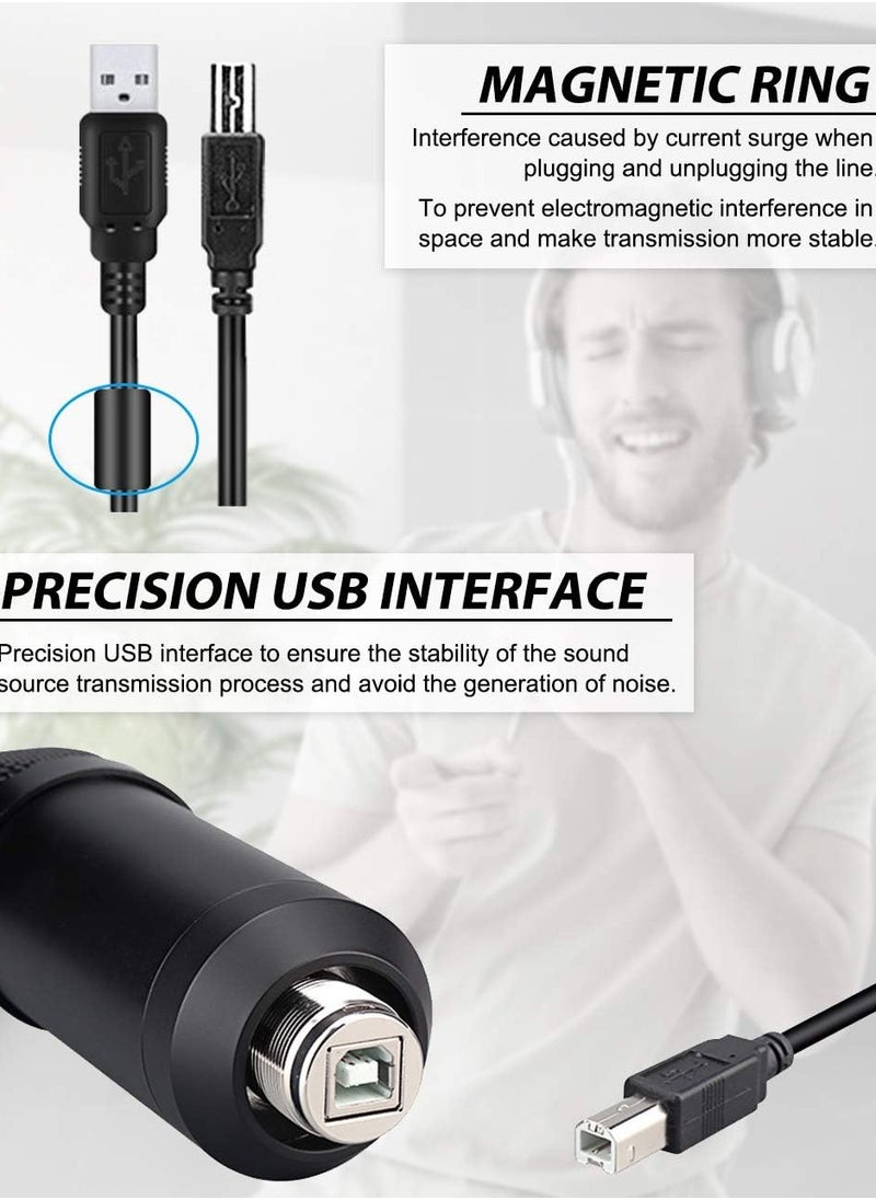 ميكروفون,مجموعة ميكروفون استوديو احترافية ، ميكروفون مكثف USB مع حامل قابل للتعديل ، 192 كيلو هرتز / 24 بت ، توصيل وتشغيل ، ميكروفون بودكاست استوديو احترافي لتسجيل ألعاب YouTube