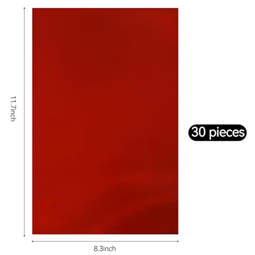 Nufiwra 30 Sheets Metallic Red Cardstock Paper - A4 Size (250gsm), Mirror Finish Gold Foil Board for Crafting, Invitations, and Decorations - Die Cut and Plotter Compatible - Image 2