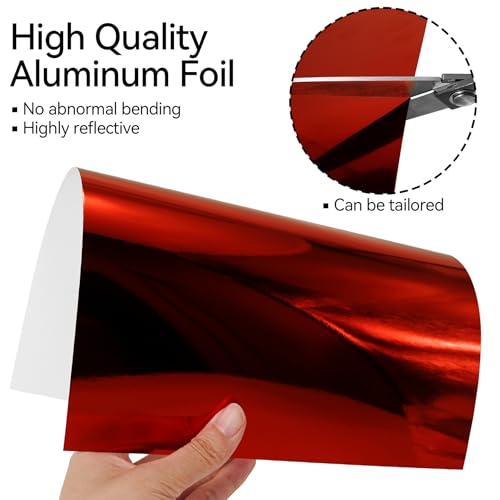 Nufiwra 30 Sheets Metallic Red Cardstock Paper - A4 Size (250gsm), Mirror Finish Gold Foil Board for Crafting, Invitations, and Decorations - Die Cut and Plotter Compatible - Image 3