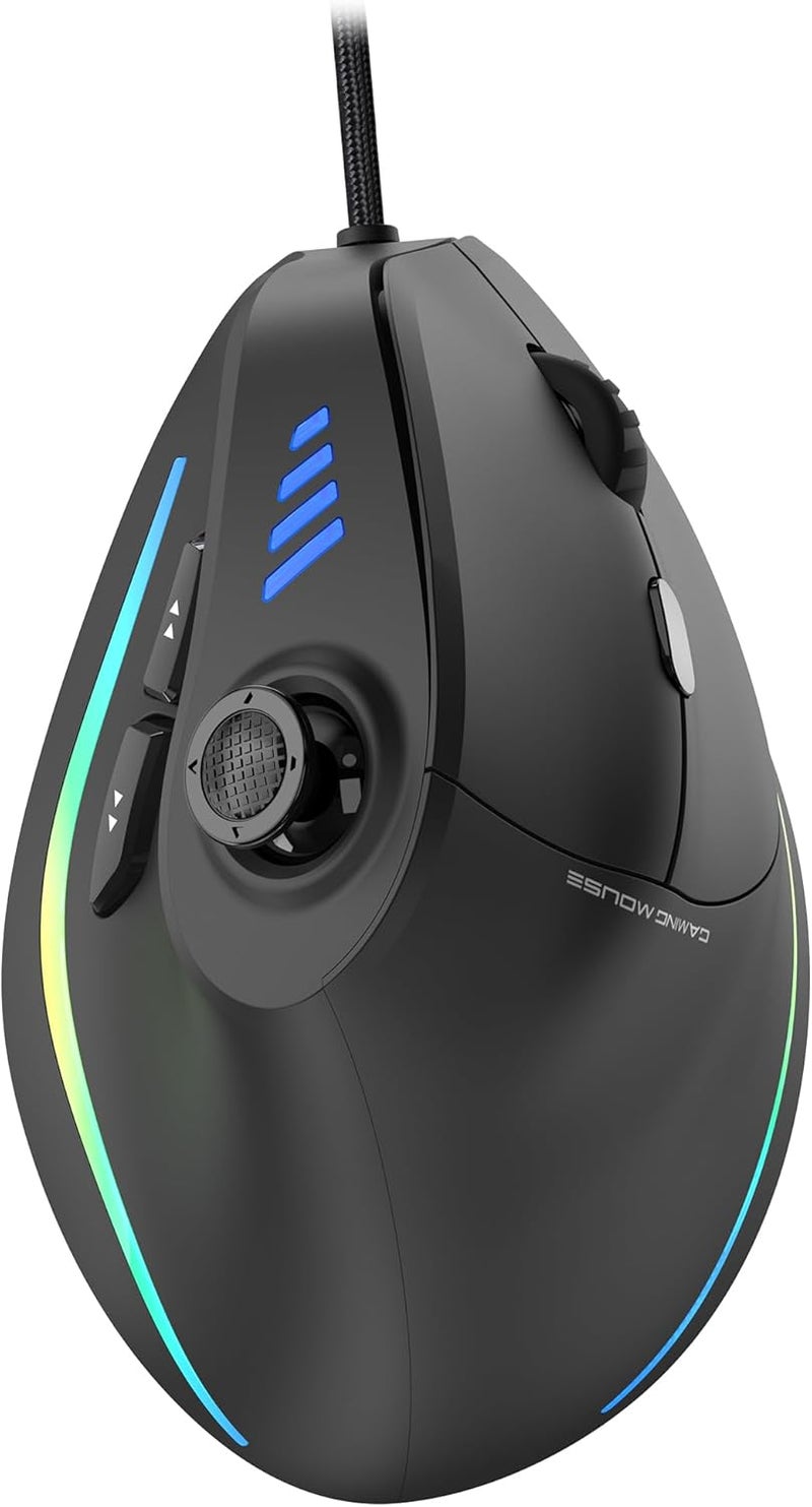 TRELC Gaming Mouse with 5 D Rocker, Ergonomic Mouse with 10000 DPI/11 Programmable Buttons, RGB Vertical Gaming Mice Wired for PC/Laptop/E-Sports/Gamer (Black) - Image 1