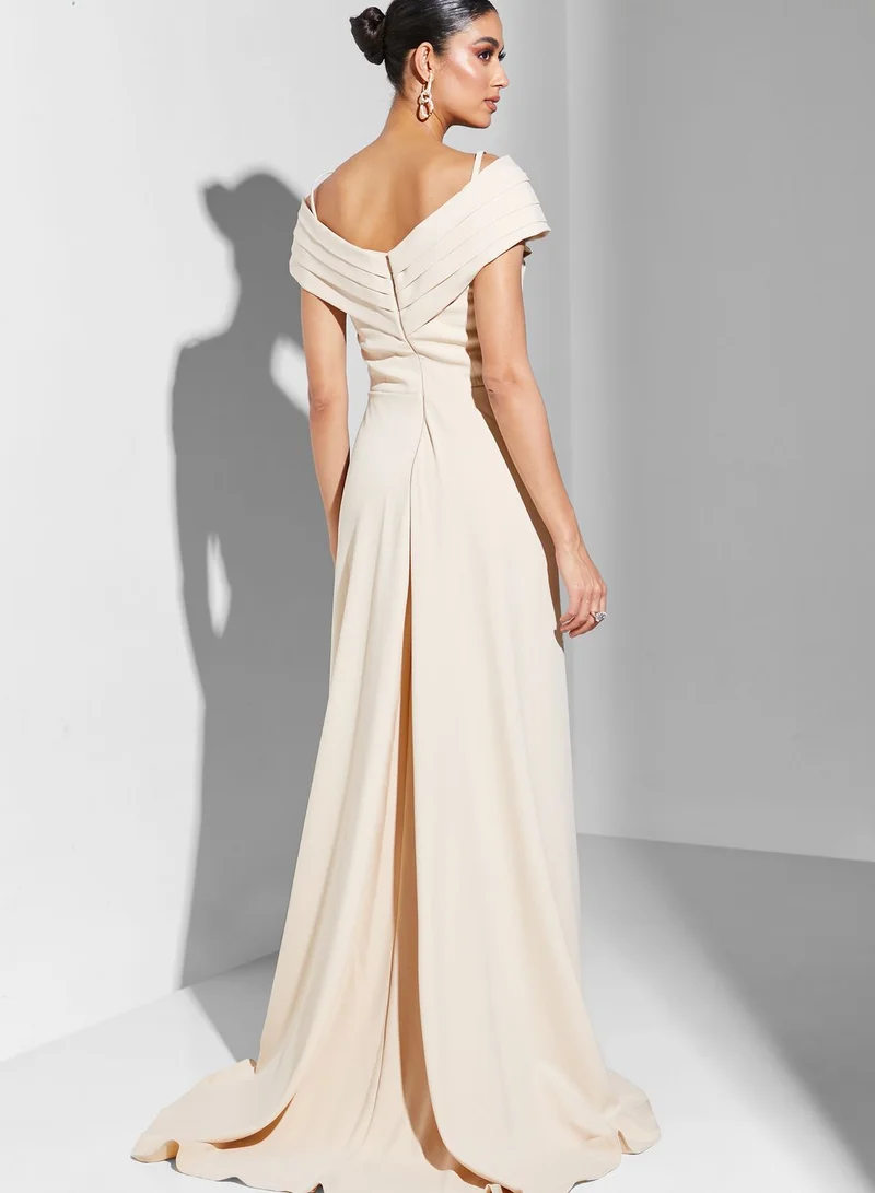 RVVIVA Bardot Ruffle Detail Dress