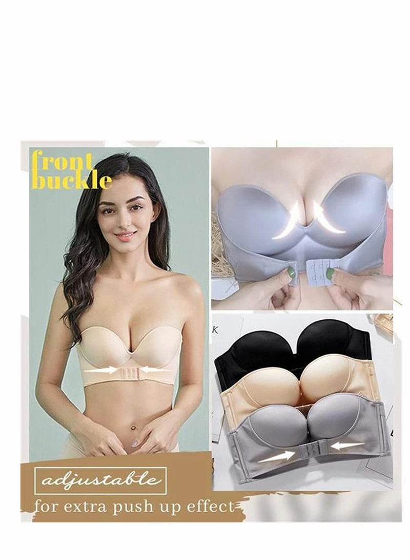 SOLARAE صدرية نسائية بدون حمالات مع مشبك أمامي لرفع الصدر، صدرية قابلة للتعديل وقابلة للتنفس، صدرية غير مرئية بدون سلك، صدرية بانديه نسائية، صدرية مبطنة بدون حمالات، صدرية علوية. - Image 5