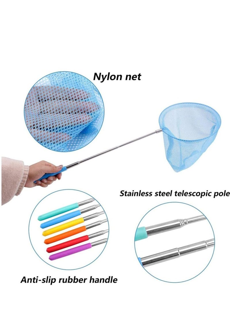 SYOSI - 5Pcs Telescopic Butterfly Net Fishing Pond Net, Extendable for Kids Catching Bugs Insect Small Fish Outdoor Garden Activities 5 Colors - Image 1
