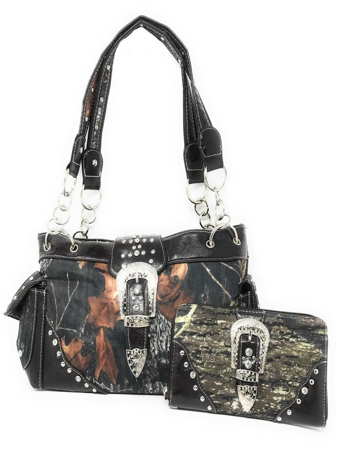 Things2Die4 Camouflage Rhinestone Western Buckle Purse/Wallet Set (Coffee Set) - Image 1