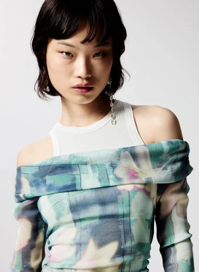 DESIGUAL blue green floral Long Combined Dress for Women | Best Price UAE