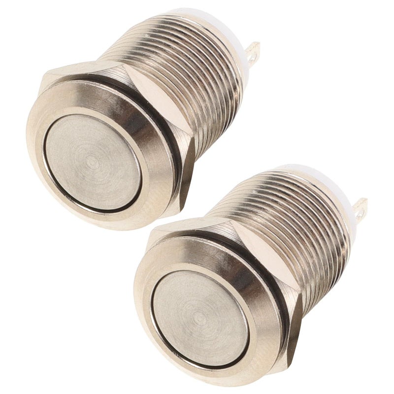 2Pcs Universal Wired Doorbell Button 12mm Self Reset Flat Push Button - Image 2