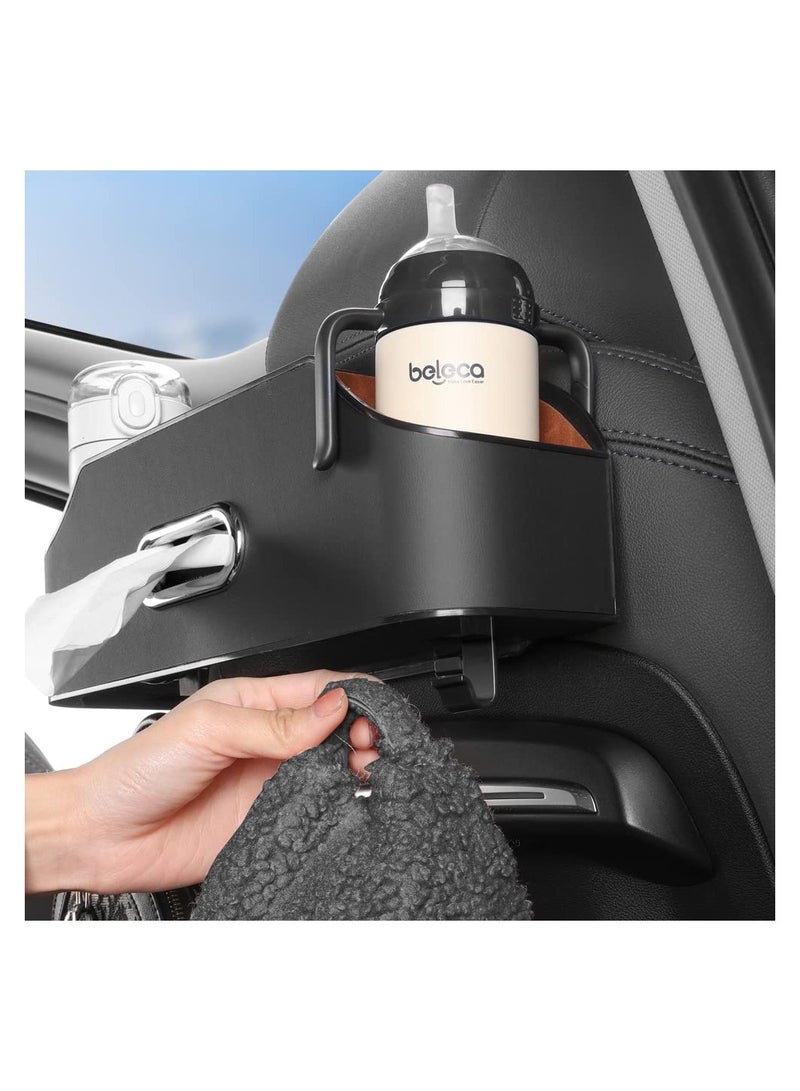 SYOSI Car Headrest Rear Seat Multifunctional Storage Box, SYOSI Car Storage Box Partition Design, With Cup Holder, Tissue Box, Headrest Hook, Universal for All Car Models, Car Accessories (Black) - Image 2