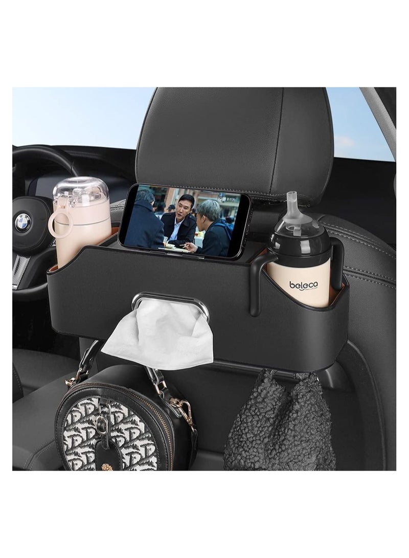 SYOSI Car Headrest Rear Seat Multifunctional Storage Box, SYOSI Car Storage Box Partition Design, With Cup Holder, Tissue Box, Headrest Hook, Universal for All Car Models, Car Accessories (Black) - Image 3