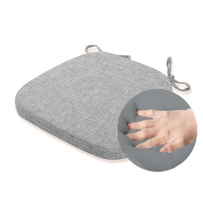 DINING ROOM CHAIR CUSHIONS WITH TIES MEMORY FOAM NO SLIP SEAT CUSHION AND KITCHEN CHAIR PAD WITH MACHINE WASHABLE COVER 165 X 162 INCHES LIGHT GRAY