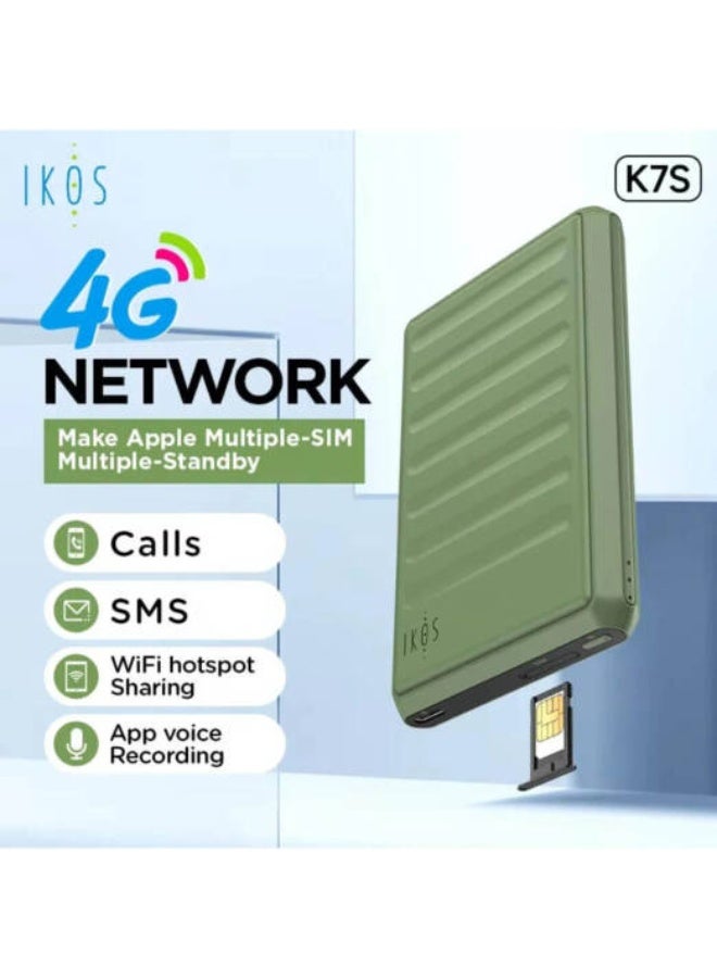 إيكوس IKOS K7S 4G Single SIM Adapter, Universal Single SIM Converter, Supports 4G LTE Networks, Easy Plug-In Design, No App Required, Compatible w/ iOS Devices for Seamless Mobile Connectivity, Green | K7S - Image 2