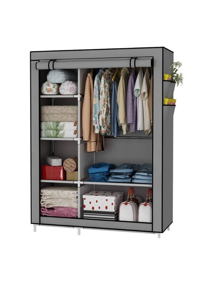 Toriseek Portable Wardrobe Clothes Storage Organizer, Fabric Wardrobe for Clothing, Wardrobe with 6 Shelves and Hanging Rod, Non-Woven Fabric Cover with 4 Side Pockets - Image 1
