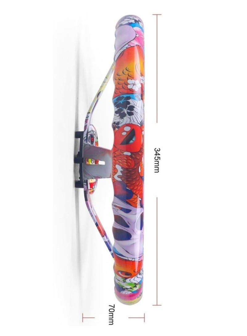 رويال ROYAL - عجلة قيادة كلاسيكية ABS Dragon Racing بأضلاع كروم جديدة 345 مم 13.5 بوصة عجلة قيادة رياضية مطبوعة متعددة الألوان مع ضبط القرن (DYT-5173) (ملونة) - Image 4