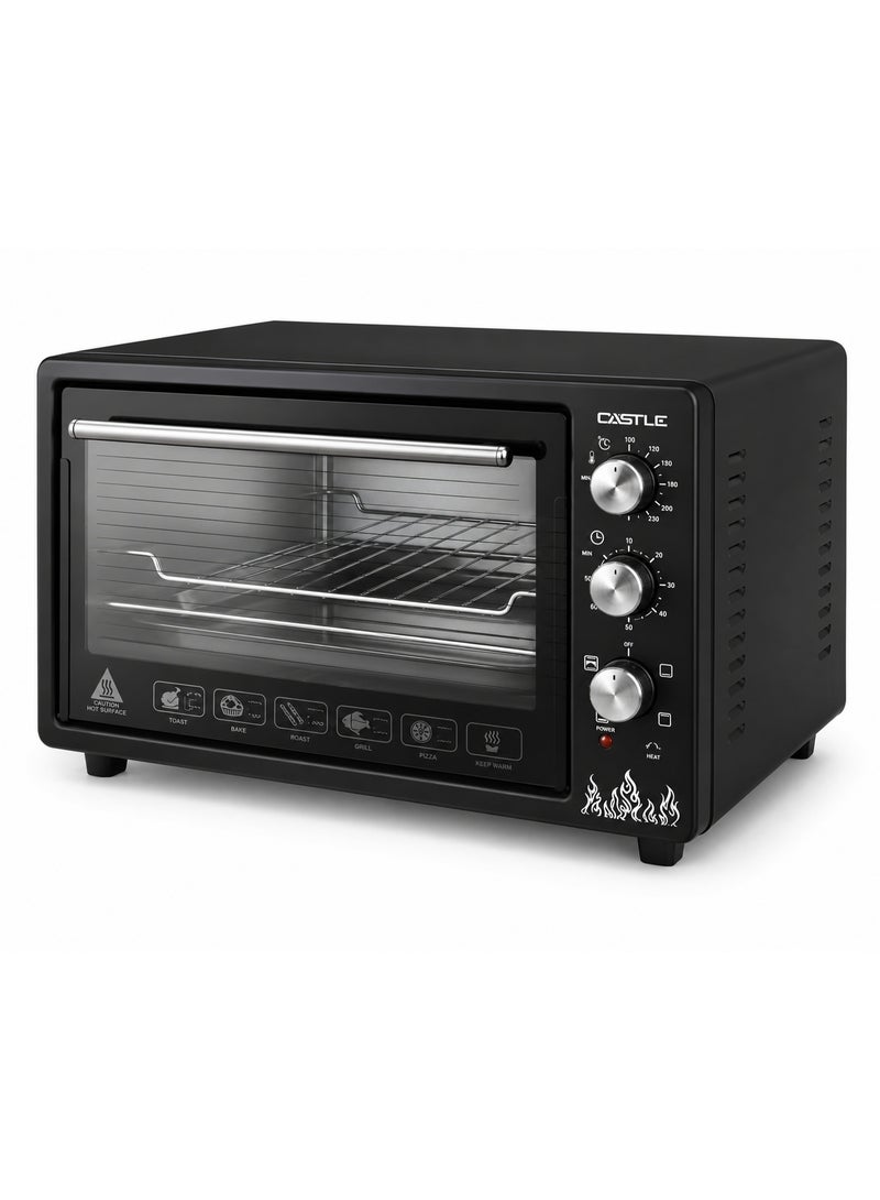 Castle Electric Oven with Convection Fan & Rotisserie – 38L, 1800W, Black – MO3038RF