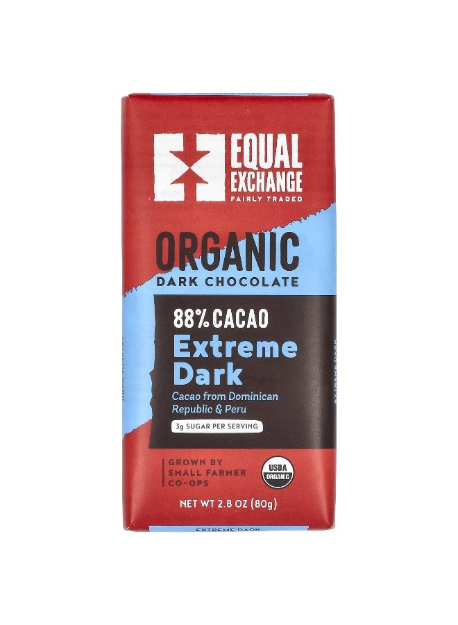 Equal Exchange تبادل متساوي، شوكولاتة داكنة عضوية، داكنة للغاية، 88% كاكاو، 2.8 أونصة (80 جرام) - Image 1
