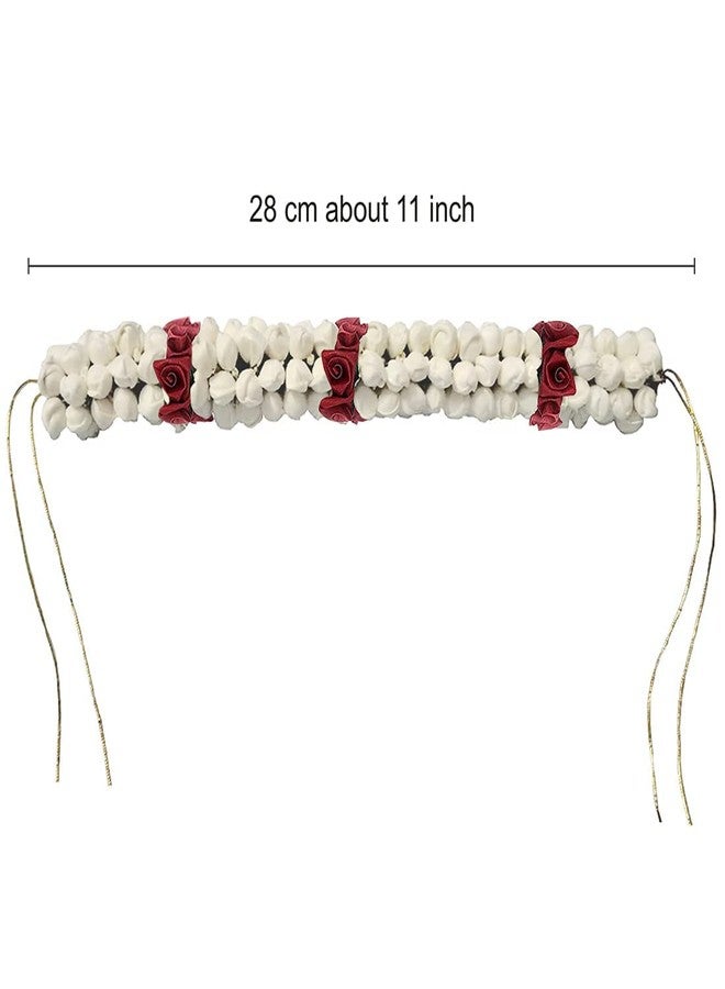 SUPER MARCHE Supermarche Hair Gajra in Artificial Jasmine Mogra Flower, Garland Juda Decoration Phool Gazra for Women, Juda Bun Realistic Hair Accessory for Girls (28 CM Long, Pack of 2) (Multicolour) - Image 5